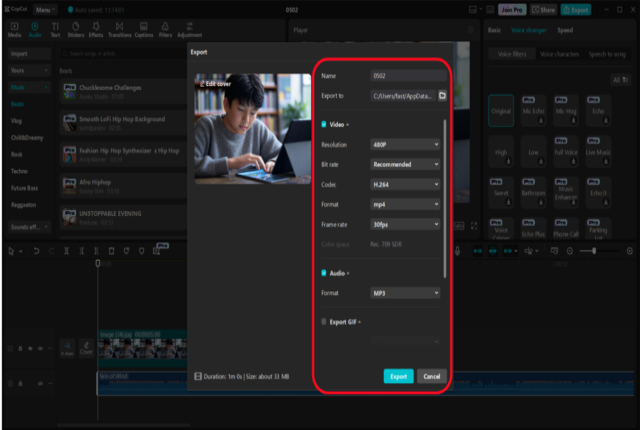 Export your video